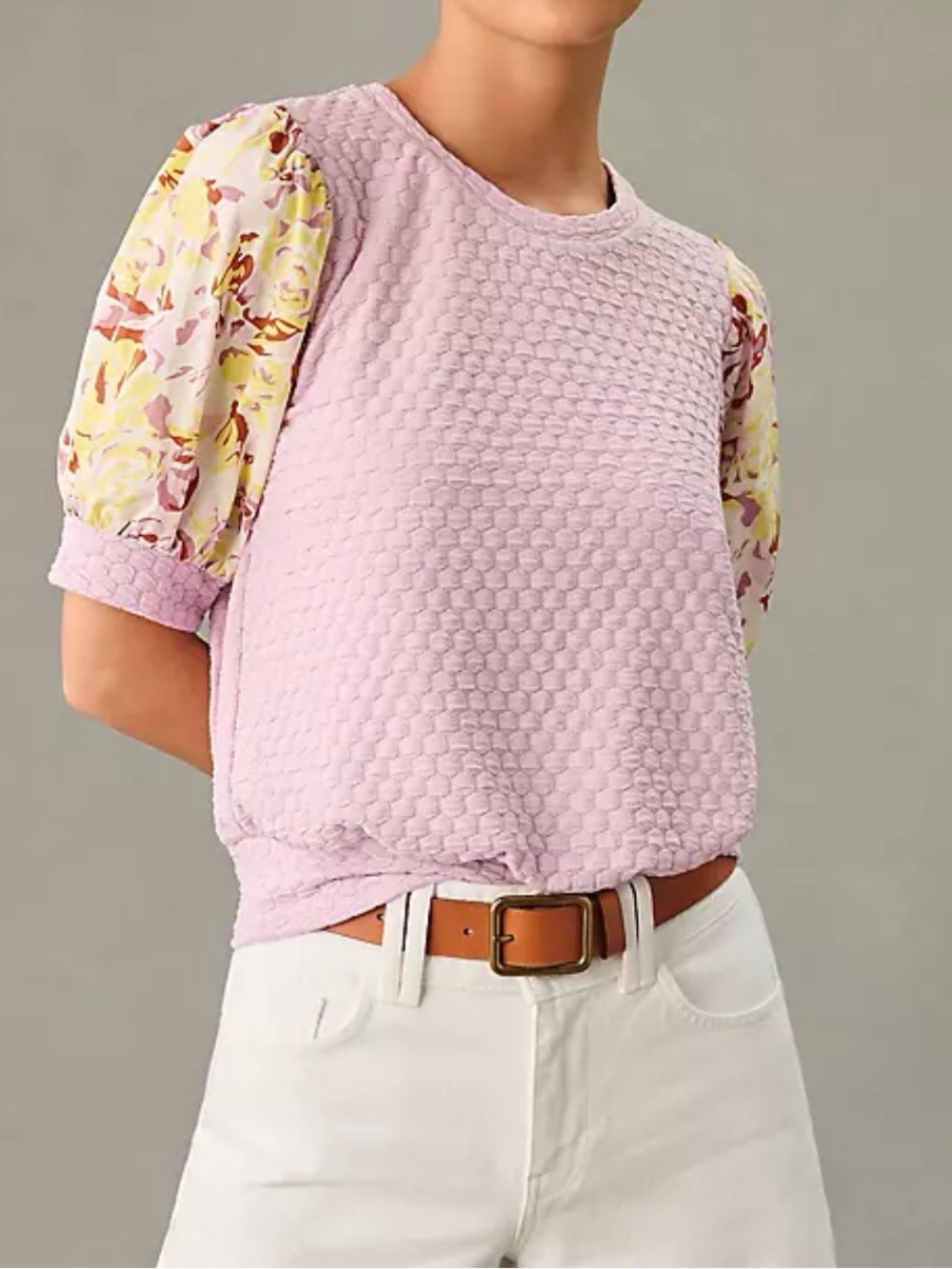 Anthropologie Porridge Women’s Textured Puff-Sleeve Top in Purple Size Medium